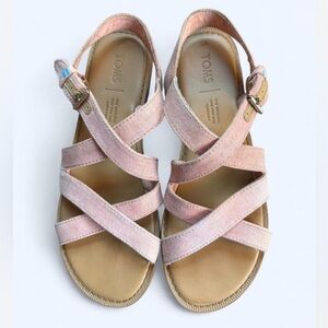 TOMS Light Pink Gold Shimmer Strappy Sandals